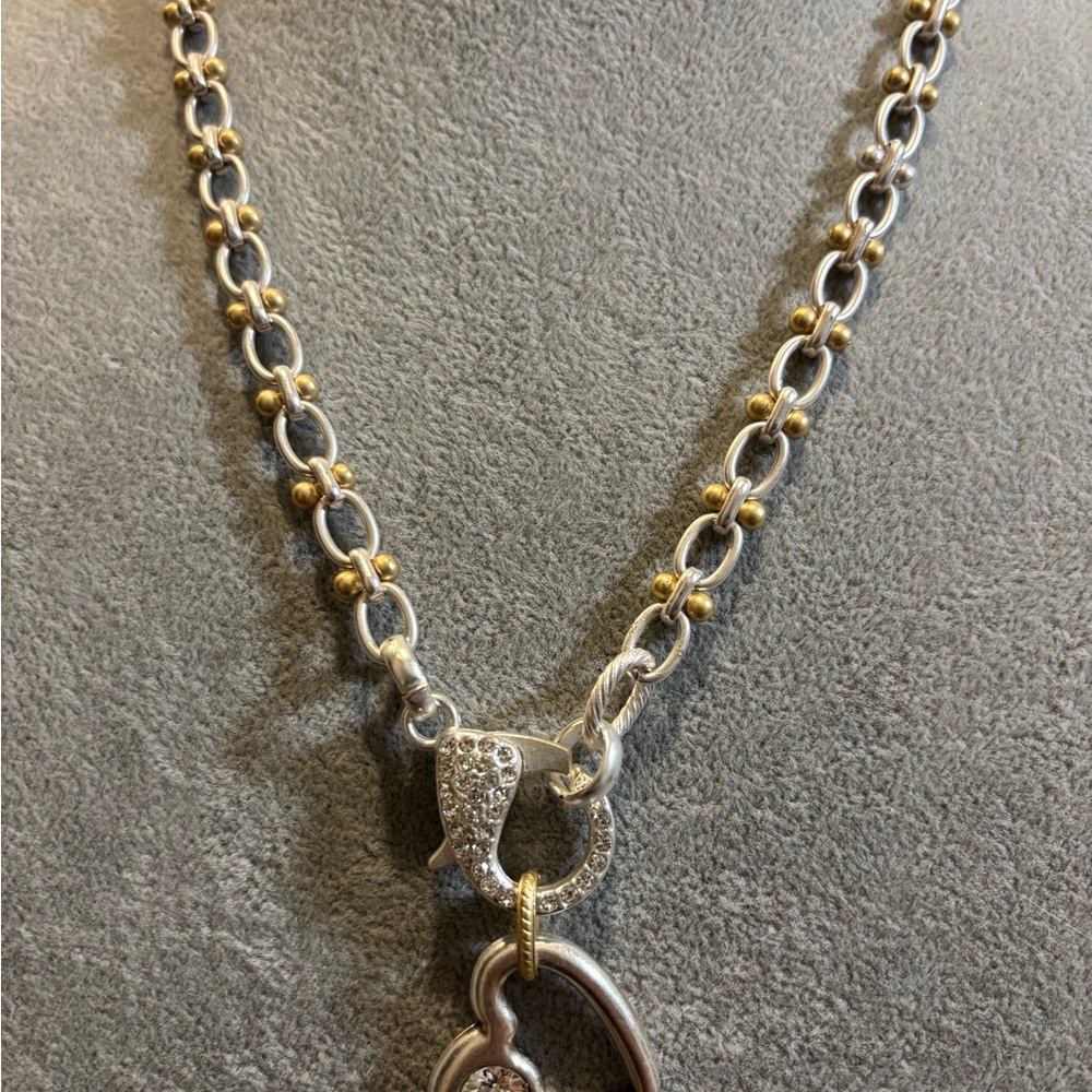 Handmade Silver and Gold tone Heart Necklace